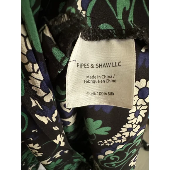 Veronica Beard 100% Silk Floral Ruched Mini Dress Green Navy Size 6 - Picture 8 of 9